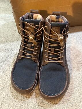 Lems Boulder Boots navy and brown leather 8.5M/10W